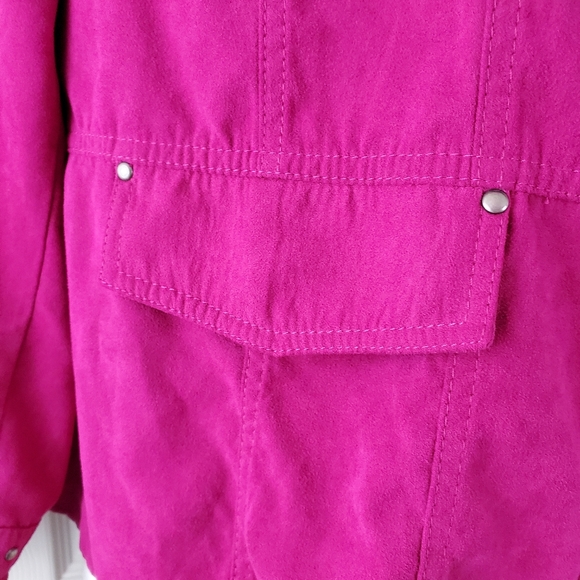 Cato Fuschia Faux Suede Jacket - Picture 5 of 11